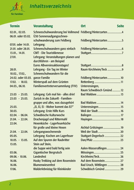 Familien-Programme 2018 im Schwäbischen Albverein.