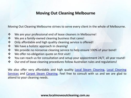 Moving Out Cleaning Melbourne