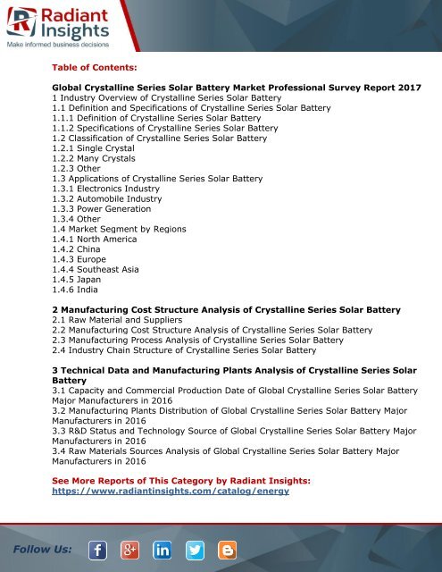 Crystalline Series Solar Battery Market Analysis And Forecasts to 2022