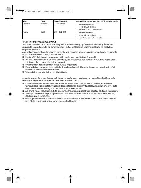 Sony VGN-NR11Z - VGN-NR11Z Documents de garantie Su&eacute;dois