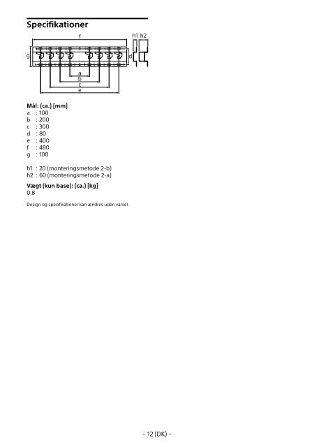 Sony KDL-55W807C - KDL-55W807C Informations d'installation du support de fixation murale Estonien