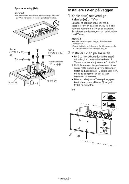 Sony KDL-55W807C - KDL-55W807C Informations d'installation du support de fixation murale Estonien