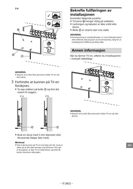 Sony KDL-55W807C - KDL-55W807C Informations d'installation du support de fixation murale Estonien