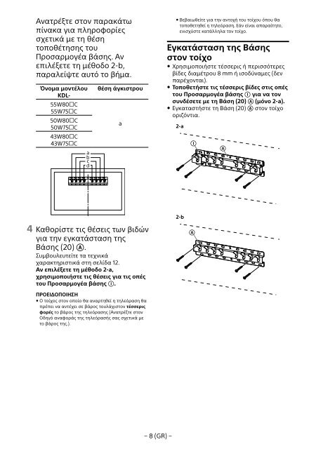 Sony KDL-55W807C - KDL-55W807C Informations d'installation du support de fixation murale Estonien