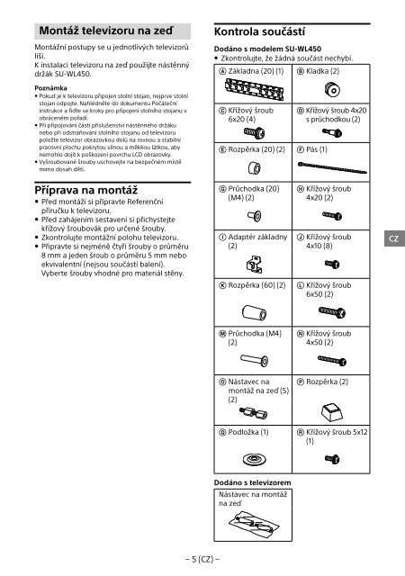 Sony KDL-55W807C - KDL-55W807C Informations d'installation du support de fixation murale Estonien