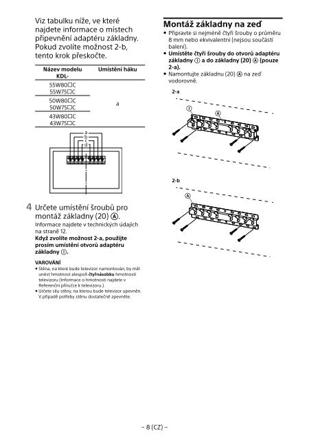 Sony KDL-55W807C - KDL-55W807C Informations d'installation du support de fixation murale Estonien