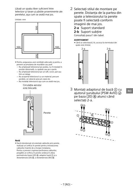 Sony KDL-55W807C - KDL-55W807C Informations d'installation du support de fixation murale Estonien