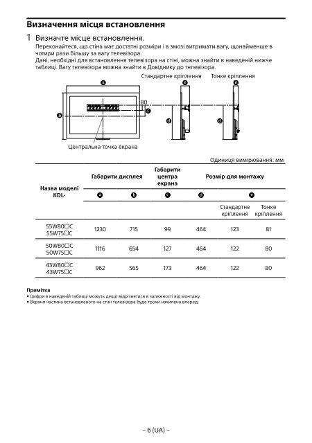 Sony KDL-55W807C - KDL-55W807C Informations d'installation du support de fixation murale Estonien