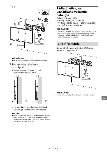 Sony KDL-55W807C - KDL-55W807C Informations d'installation du support de fixation murale Estonien