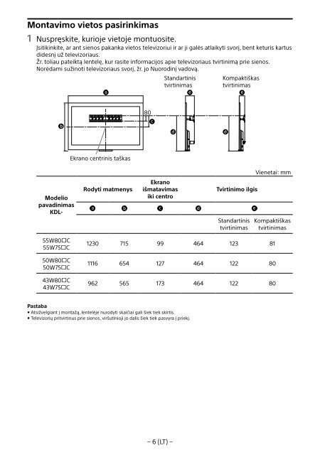 Sony KDL-55W807C - KDL-55W807C Informations d'installation du support de fixation murale Estonien