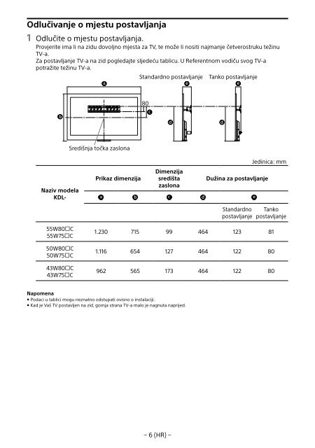 Sony KDL-55W807C - KDL-55W807C Informations d'installation du support de fixation murale Estonien