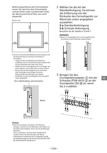 Sony KDL-55W807C - KDL-55W807C Informations d'installation du support de fixation murale Estonien