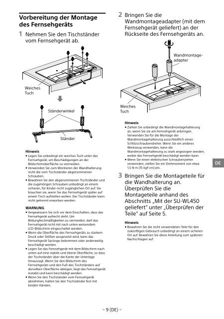 Sony KDL-55W807C - KDL-55W807C Informations d'installation du support de fixation murale Estonien