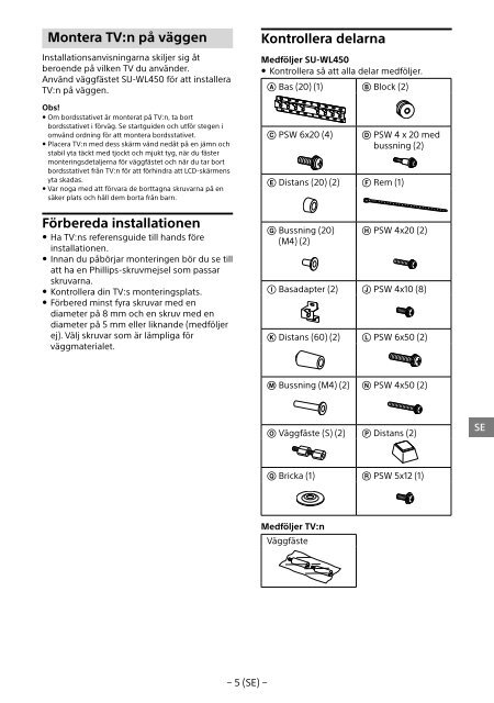 Sony KDL-55W807C - KDL-55W807C Informations d'installation du support de fixation murale Estonien