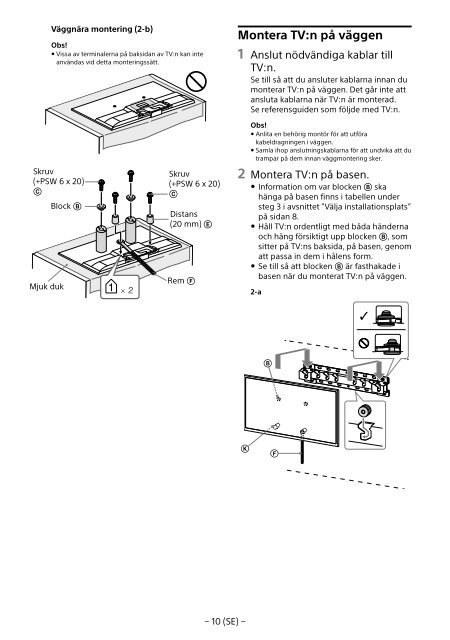 Sony KDL-55W807C - KDL-55W807C Informations d'installation du support de fixation murale Estonien