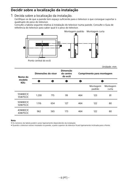 Sony KDL-55W807C - KDL-55W807C Informations d'installation du support de fixation murale Estonien