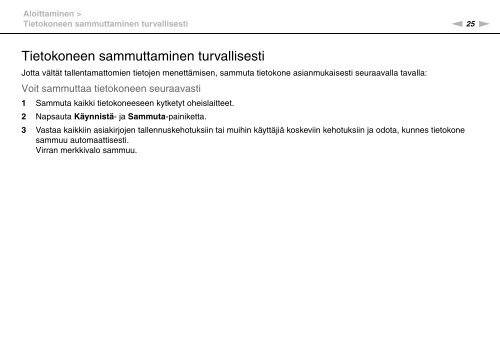 Sony VPCS11B7E - VPCS11B7E Mode d'emploi Finlandais