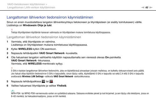 Sony VPCS11B7E - VPCS11B7E Mode d'emploi Finlandais