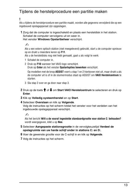 Sony VPCS11B7E - VPCS11B7E Guide de d&eacute;pannage N&eacute;erlandais