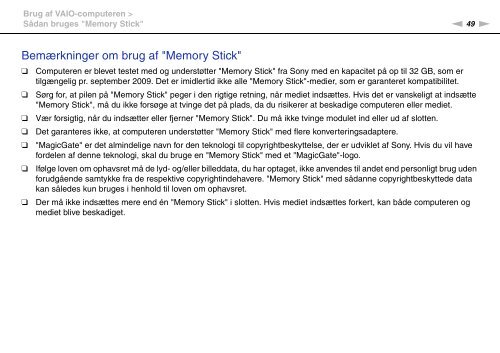 Sony VPCS11B7E - VPCS11B7E Mode d'emploi Danois