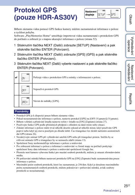 Sony HDR-AS30 - HDR-AS30 Guide pratique Tch&egrave;que