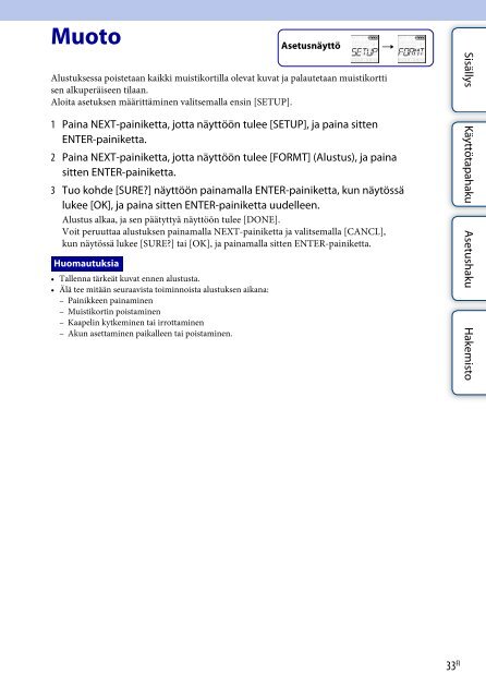 Sony HDR-AS30 - HDR-AS30 Guide pratique Finlandais