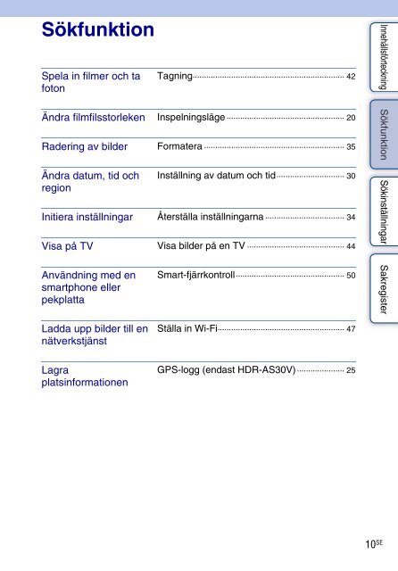 Sony HDR-AS30 - HDR-AS30 Guide pratique Su&eacute;dois