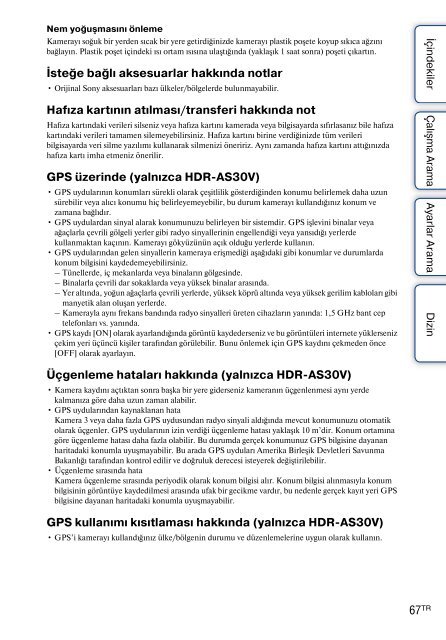 Sony HDR-AS30 - HDR-AS30 Guide pratique Turc