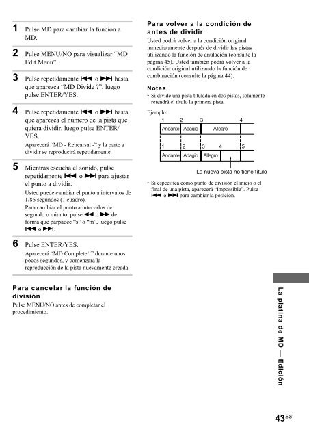 Sony CMT-SP55MD - CMT-SP55MD Consignes d&rsquo;utilisation Espagnol