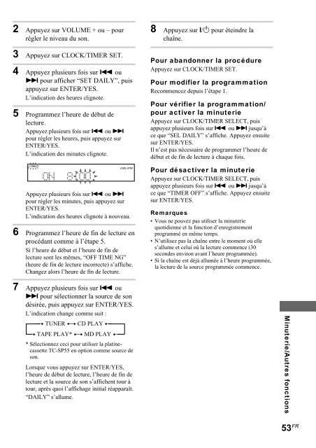 Sony CMT-SP55MD - CMT-SP55MD Consignes d&rsquo;utilisation Espagnol