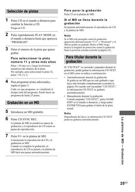 Sony CMT-SP55MD - CMT-SP55MD Consignes d&rsquo;utilisation Espagnol