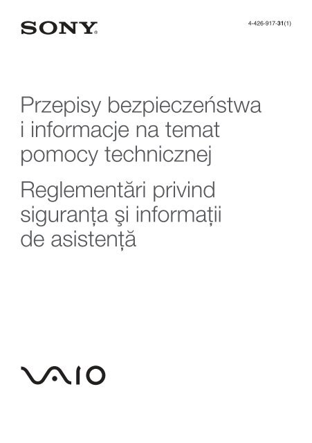 Sony SVE1111M1R - SVE1111M1R Documents de garantie Polonais
