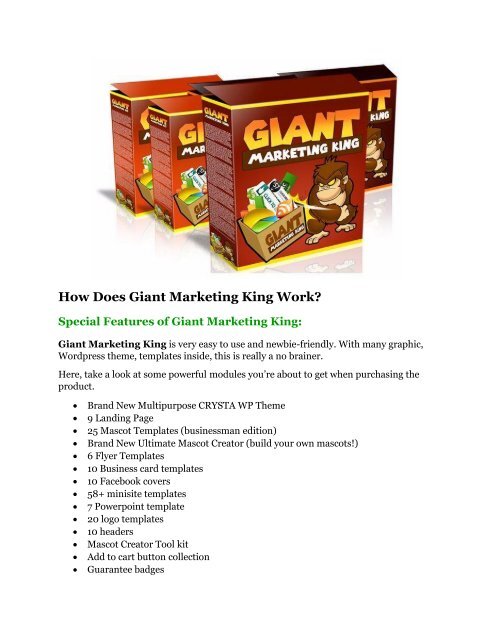 Giant Marketing King review - Giant Marketing King+100 bonus items