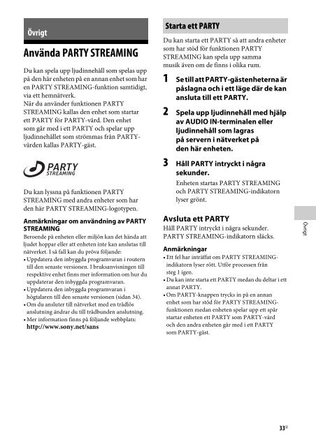 Sony SA-NS310 - SA-NS310 Mode d'emploi Su&eacute;dois