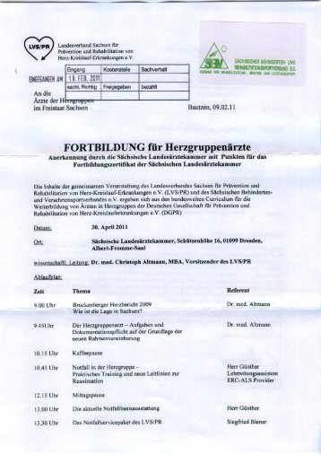 FORTBILDUNG für Herzgruppenärzte - Sächsischer Behinderten