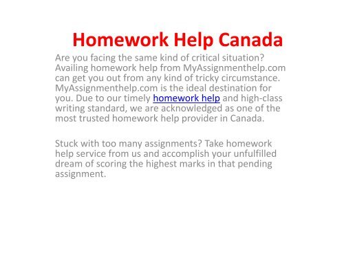 online homework help canada