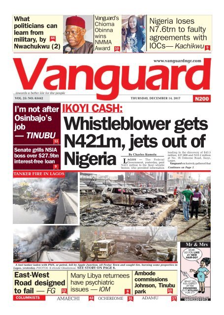 14122017 - IKOYI CASH: Whistleblower gets N421m, jets out of Nigeria