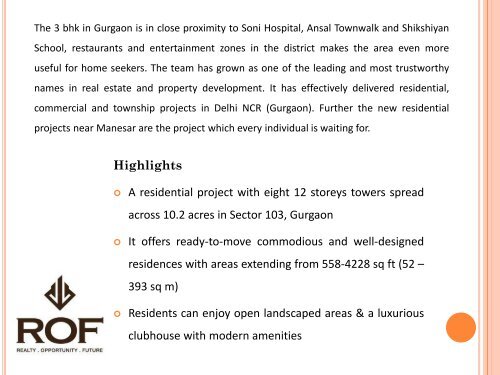 Top Developers in Gurgaon - ROF Infratech