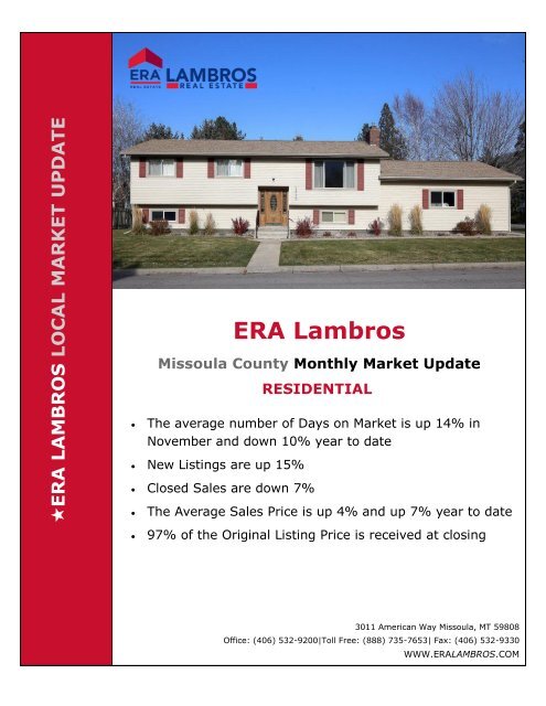 Missoula Residential Market Update - November 2017