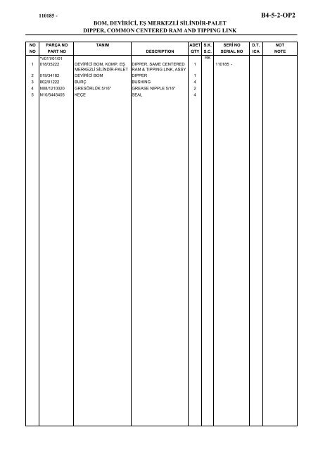 HIDROMEK 102 B SPARE PARTS CATALOG