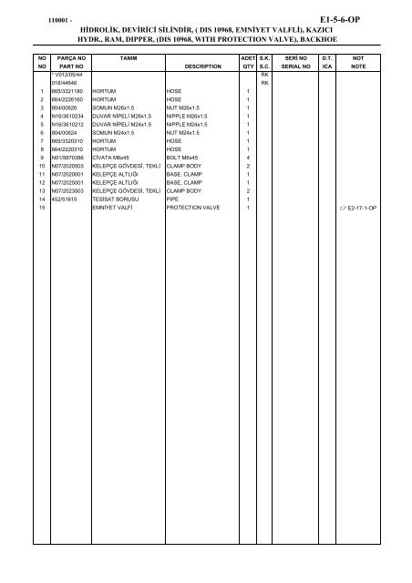 HIDROMEK 102 B SPARE PARTS CATALOG