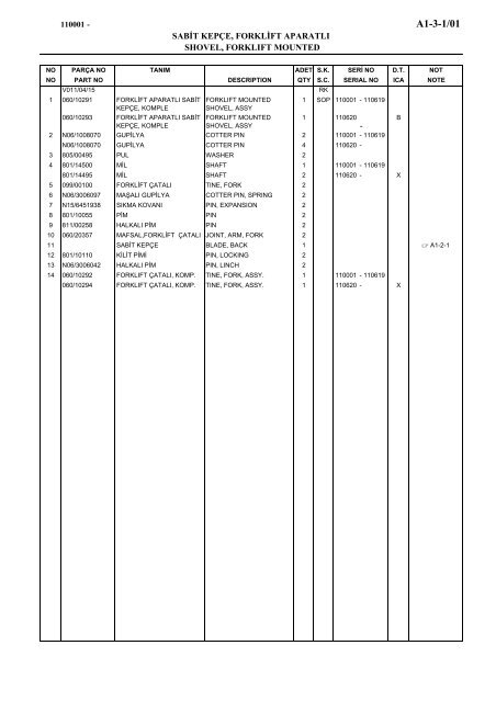 HIDROMEK 102 B SPARE PARTS CATALOG