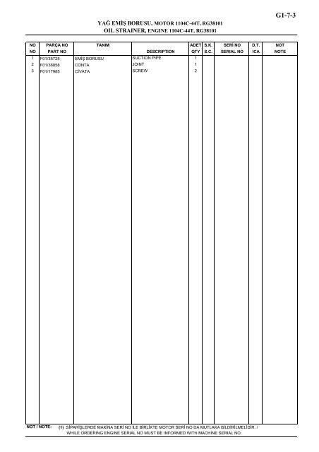 HIDROMEK 102 B SPARE PARTS CATALOG