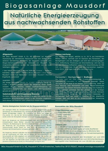 Biogasanlagen-Technik - BiGa Mausdorf