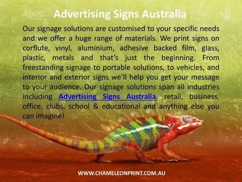 Advertising Signs Australia - Chameleon Print Group