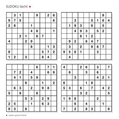 Leseprobe "Sudoku-spezial" Januar-2018