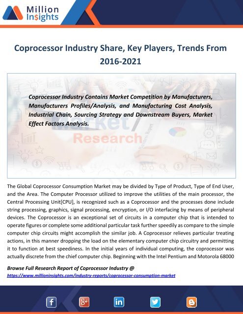 Coprocessor Industry Share, Key Players, Trends From 2016-2021