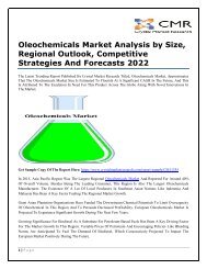Oleochemicals Market Analysis by Size, Regional Outlook, Competitive Strategies And Forecasts 2022
