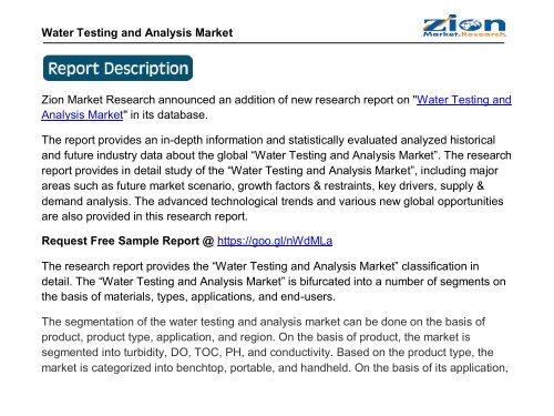 Global Water Testing and Analysis Market, 2016-2024