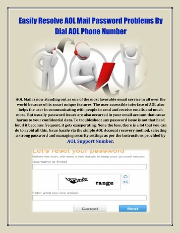 Resolve AOL Mail Password Problems